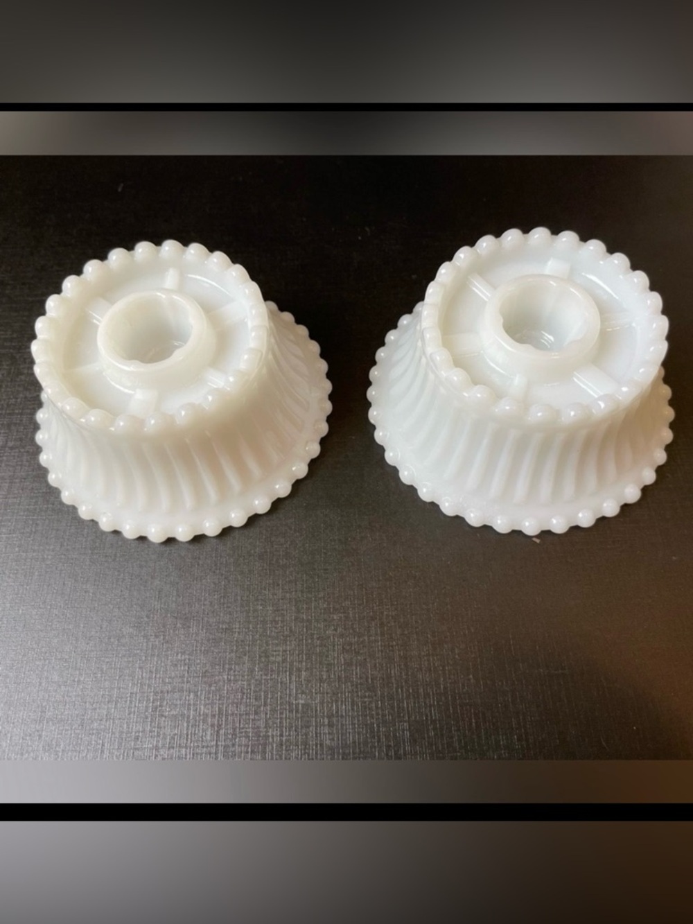 Vintage Milk Glass Hobnail Candle Holders White Taper Candle Wedding Cottagecore